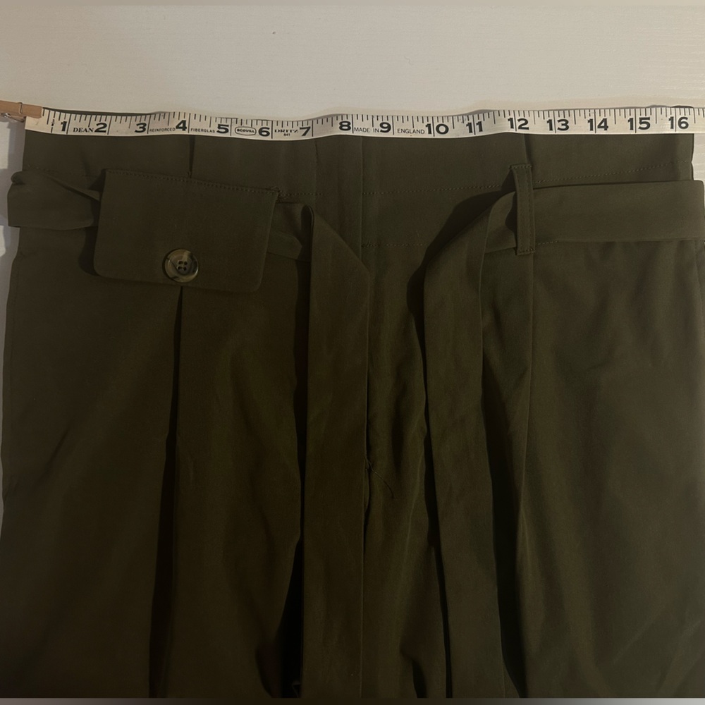 NWT Anthropologie Mariela Poplin Wide Leg Paper Bag Pants - Moss Size Large - Picture 7 of 12
